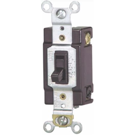 Eaton Wiring Devices Cooper Wiring 1242-7W-BOX 120 V-15 Amp Commercial Toggle Framed 4-Way AC Quiet Switch; White 1242-7W-BOX